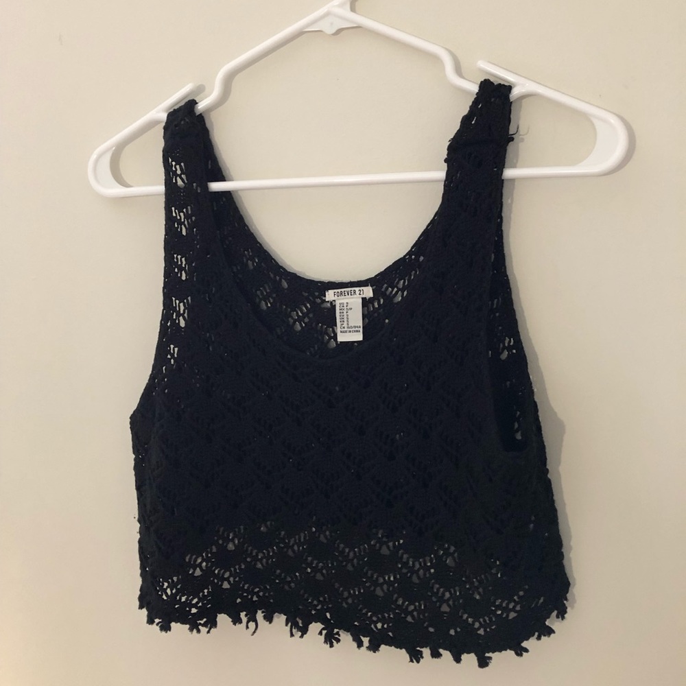 Black patterned crop top